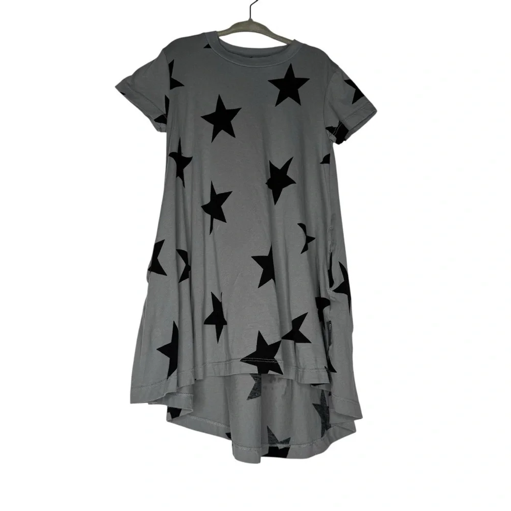 Nununu Star Print High-Low Dress • Size 3-4 • Gray & Black • Kids